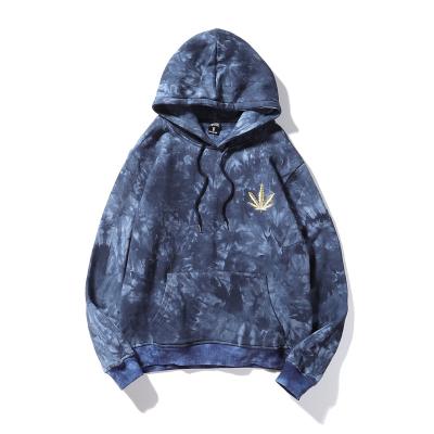 China Wholesale Anti-wrinkle Clothes Fashion Custom Two Colors Fleece Hoodies Embroidered Men's Link Dye Pullover Hoodie Unisex for sale