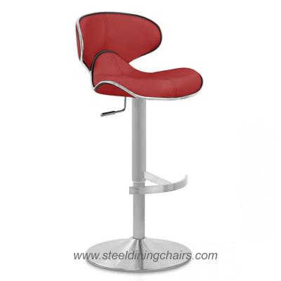 Chine Tabourets de bar en cuir 105CM rouges en acier balayés de 46CM vrais avec la base ronde à vendre