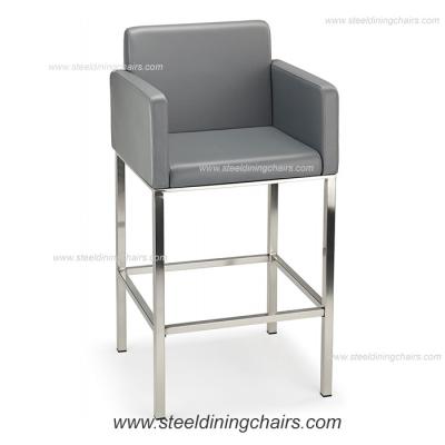 Chine Fixe parez le métal Grey Faux Leather Bar Stools de 98CM 52CM à vendre