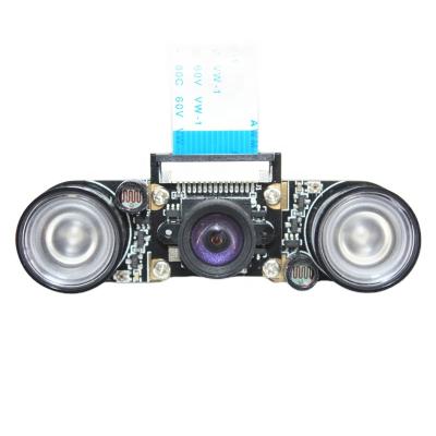 China Wide Angle 5MP 100degree Night Vision Raspberry Pi Distortionless Camera Module With 850IR Lights 25mm*24mm*16mm for sale