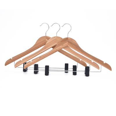 China SHOW UP Wardrobe Pant Pants Natural Bamboo Coat Hanger For Drying Clothes for sale