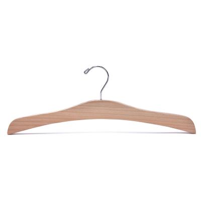 China New Arrival Factory Color Custom Wooden Cute Natural Cute Shirt Top Hanger with 360 Swivel Metal Hook for sale