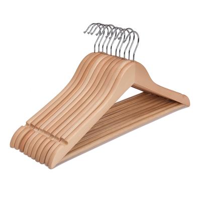 China 2021 best selling vintage products cheap wholesale wooden adults hangers with trouser bar for sale