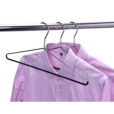 China Salon Factory Wholesale High Quality Cheap Metal Shirt PVC Coated Hangers For Cloths for sale