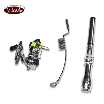 China stainless steel & Hot Selling Aluminum Alloy TAKEDO IZ-XM Mini Ultra-small Matel Ice Fishing Rod Ice Fishing Tackle Winter Fishing Rod Set for sale