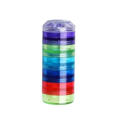 China 5g Empty Multilayer Plastic Nail Glitter Jars Cosmetics Powder Container With Color Lids for sale