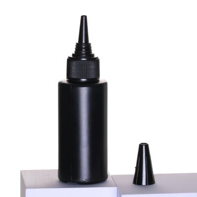 China Empty Black 50ml Cosmetic Cheap UV Gel Nail Art Detergent Bottle With Tip Cap And Screw Cap for sale