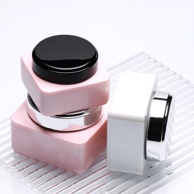 China 15g 30g 50g Cosmetic Jars Empty Square Acrylic Frosted Glass Facial Cream Containers For Color Gel for sale