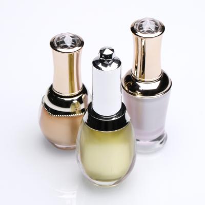 China Luxury 10ml Cosmetic Custom Colors UV Gel Bottles Cosmetic Packaging Lotion Container Lid With Brush for sale