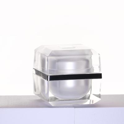 China Cosmetic Double Gel 10g White Facial Cream Jar Cosmetic Container Wholesale Empty Squares UV for sale