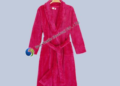 China More Delicate Soft Women Coral Fleece Bath Robe Rose red , Purplish Red for sale