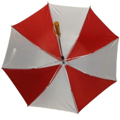 China CLASSIC Multicolor Automatic Open Upright Golf Umbrella With Wooden Upright Handle for sale