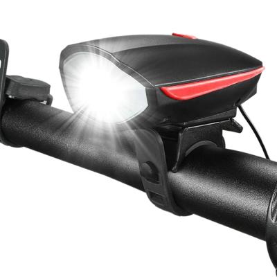 China Bicycle Fashionable Decoration Waterproof USB Rechargeable Horn Bike Light, Night Riding MTB Bike Light Loud Front Headlight Led Bicycle Light With Horn for sale