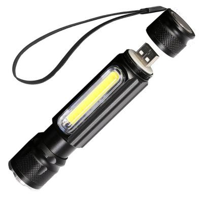 China Mini Pocket Led Torch Aluminum Alloy Zoomable XML T6 LED COB USB Rechargeable Torch Light For Camping Use for sale