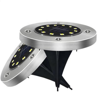 China Best Cheap Price 12LED Garden Solar Garden Ground Light,Warm and White Solar Disc Color Lawn Walkway Path Underground Lamps for sale