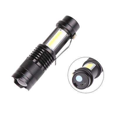 China Mini Zoomable Led Light Flashlight Customized High Power Zoomable Mini Torch Q5 Waterproof Camping COB LED USB Tactical Rechargeable Mini Flashlight With Clip for sale