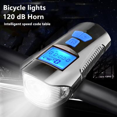 China Fashionable Bicycle Decoration Bike Accessories Rechargeable Rainproof Waterproof Bicicleta Lux Set Bicycle Light luz with Speedometer and Odometer for sale