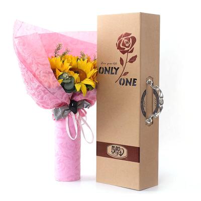 China Custom Logo Flower Packaging Box Luxury I Love You Rectangle Shaped Love For Rose Bouquets With Handle zu verkaufen