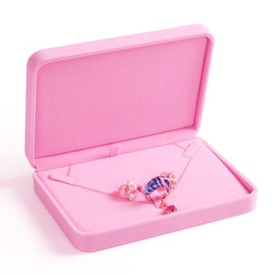 Cina High Quality Custom Luxury Velvet Jewellery Necklace Ring Gift Boxes Packaging Softly Fashion Pink Jewelry Velvet Storage Box in vendita