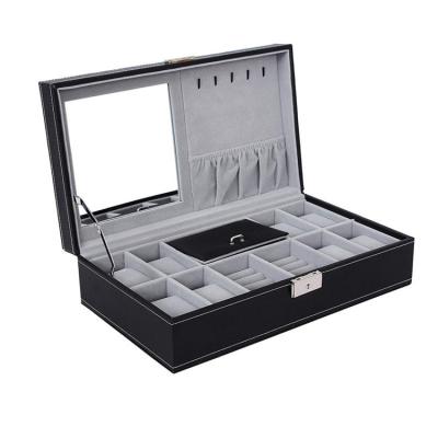 중국 High grade Custom logo Luxury PU Leather Jewelry Box Organizer with Mirror Big Ring Earring Jewellery Storage Case for Gift 판매용