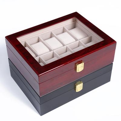 중국 Factory custom luxury piano lacquered wood MDF material custom wine glass bottle box perfume gift watch packaging 판매용