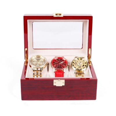 China High grade Luxury custom logo storage cases display wooden veneer watch boxes gift packaging box watches for sale