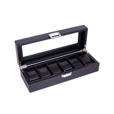 China Hot spot full carbon fiber PU leather watch box 6 slots watch storage box display watch organizer box zu verkaufen