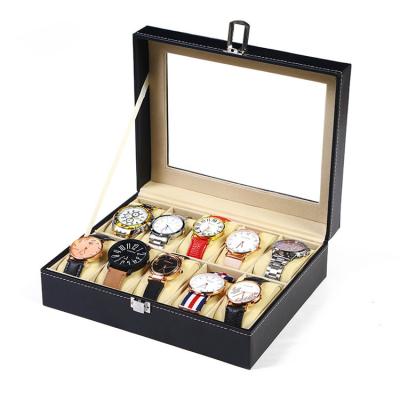 중국 Custom Logo Watch Packaging Box Wooden With Lock Storage PU Leather Boxes With Sewing Lines 판매용