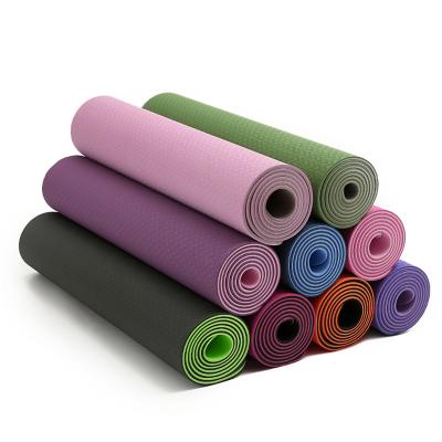 China OEM Double Layer Digital Print Tape Non-Slip Tape Yoga Mat Custom Eco-Friendly Blue Organic Eco-Friendly Mat 6mm Anti-Slip Yoga Mat for sale