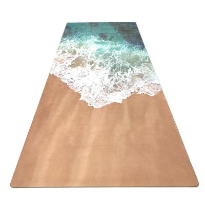 China Eco-Friendly Buy A New Sea Wave Custom Printed Rubber Suede Yoga Mat for sale