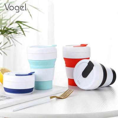 China Sustainable Reusable Travel Mugs Wholesale Silicone Fold Down Silica Gel Tourism Folding Cup for sale