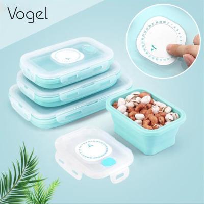 China Sustainable Portable Food Grade Timing Bento Collapsible Food Storage Container Kitchen Silicone Lunch Box for sale