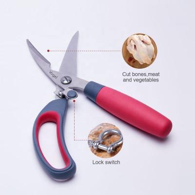 China Universal Cutting Blade Thickness 3.5 Mm 9 Inch Powerful Multifunctional Kitchen Scissors With Chicken Bone Scissors for sale