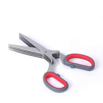 China Universal Cutting Blade Thickness 1.2 Mm Multi-Function Multi-Layer Herb Kitchen Shears Stainless Steel Scissors for sale