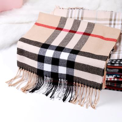 China Winter Warm Soft Fashion Shawl Soft Feeling Grid Long Lattice Large Scarves Plaid Scarf With Tassel For Women Men for sale