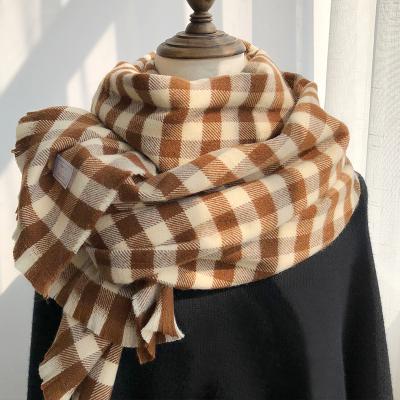 China Soft Soft Feeling Ins Fashion Thicken Long Shawl Women Scarf Winter Soft Warm Plaid Scarves For Female for sale