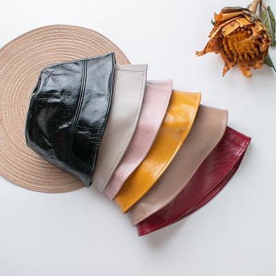 China Wholesale Popular Women Bucket Hat Fashion Street Style Ins Headwear PU Leather Bucket Hat for sale