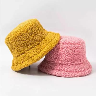 China Fashion Winter Warm Plain Fuzzy Bucket Hat Fisherman Cap Winter Fluffy Hats For Women Headwear for sale