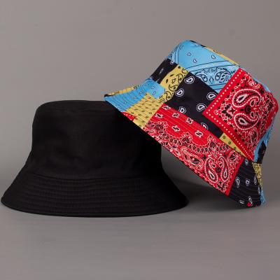 China Fashion INS Fashion Double Side Wear Paisley Print Reversible Bucket Hat Fisherman Hat For Unisex for sale