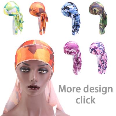 China DecorateÂ   Wholesale Camouflage Digital Printing Silky Durag Duran Designs Printed Hat Thick Hat For Unisex for sale