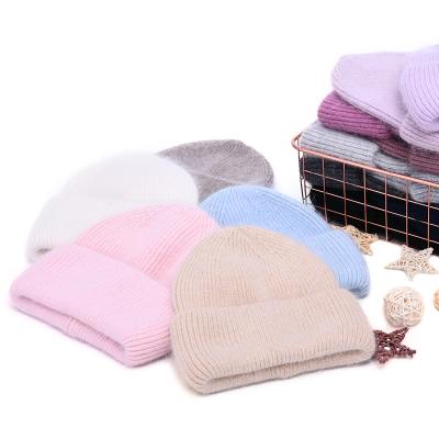 China Beanie Beanies Autumn Fold Thick Knitted Girls Skullies Winter Cashmere Headwear Hat Casual Wool Knitted Women COMMON for sale