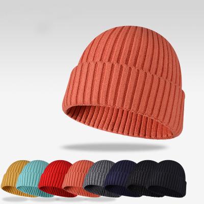 China COMMON Brimless Beanie Hats Street Knitted Winter Portable Beanie Hat Knitted Cotton Yarn Casual Solid Pumpkin Beanies For Unisex for sale