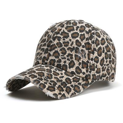 China Wholesale JOINT Women's Leopard Baseball Caps Adjustable Hat With Print Ponytail Cap Hat Baseball for sale