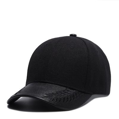 China Wholesale 6 panel brim leather JOINT hats for men black embroidery baseball cap sports covers man baseball for sale