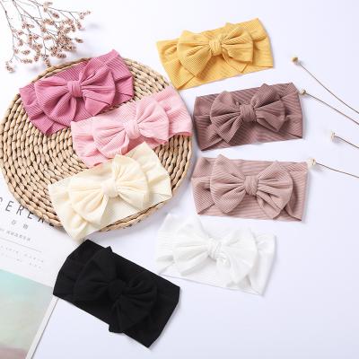 China 2022 Environmentally Friendly Wholesale 0-4T Baby Headband Solid Color Ribbed Kids Hair Hangers Hair Accessories For Toddler Girls for sale