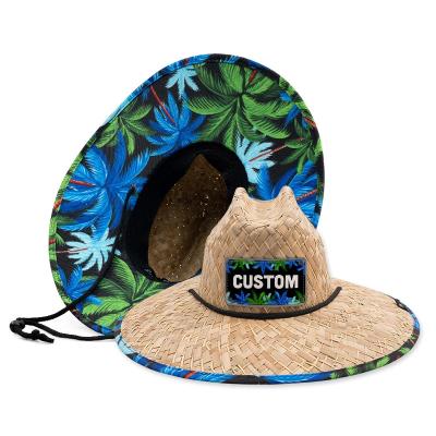 China Wholesale Custom Patch Breathable Logo Beach Sun Mexico Lifeguard Large Straw Hats Wide Brim Embroidery Men Women for sale