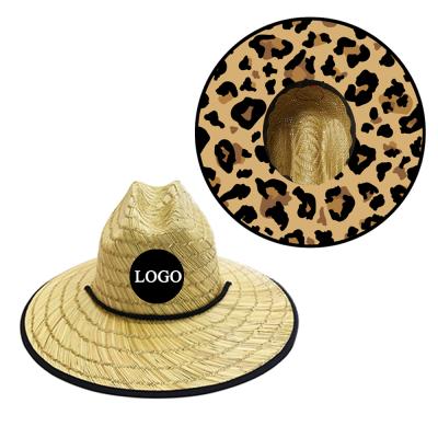 China Custom Breathable Mat Grass Sun Hat Leopard Print Print Hat Summer Beach Female Hat For Lady Women for sale