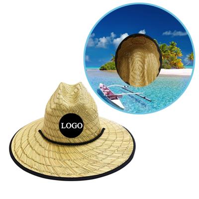 China Verified Wholesale Copy Under The Pattern Lifeguard Straw Hat Ladies Summer Sun Custom Hat For Women Men Kids for sale