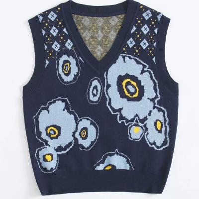 China Anti-Wrinkle and Geo Floral Casual Sleeveless Sweater Pattern Sleeveless Vest for sale