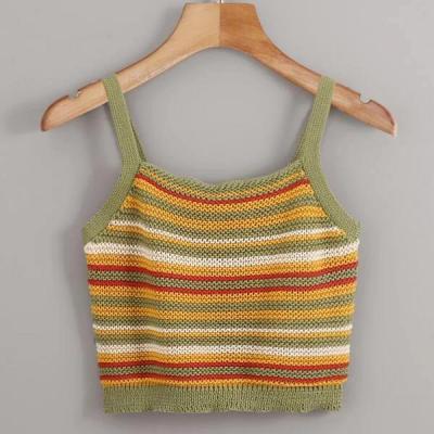 China Anti-Wrinkle Casual Multicolor Slim Fit Pullovers Sleeveless Striped Pattern Knitted Cami Top for sale